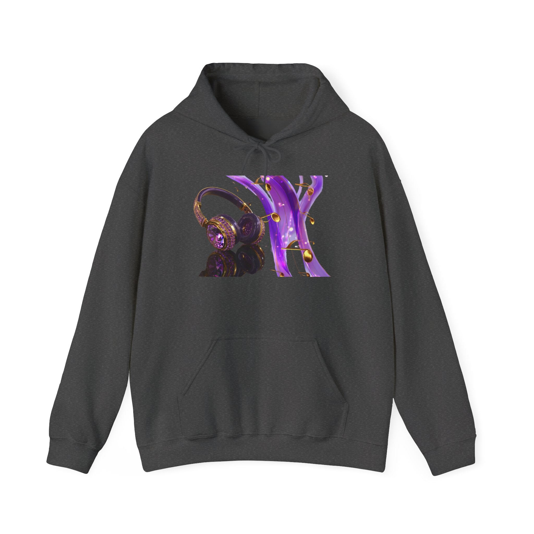 Galaxy Music Letter X Hoodie — Purple Space Headphones Graphic Pullover