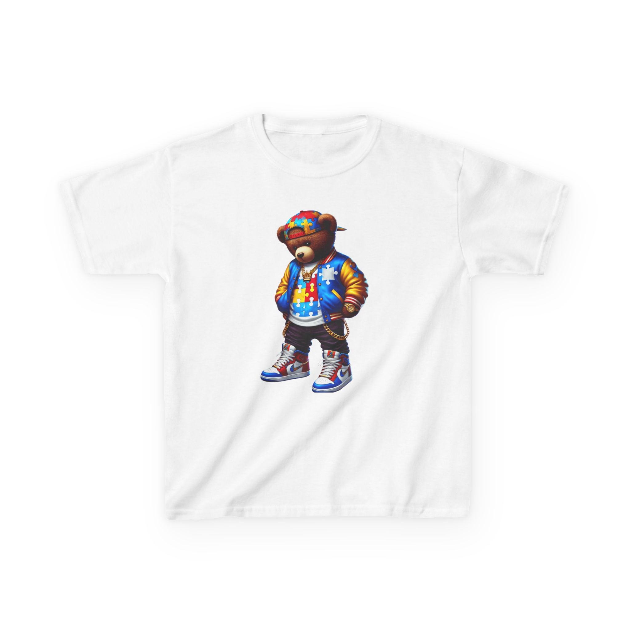 Cool Bear Autism Awareness Graphic Kids Tee - Colorful Streetwear Style