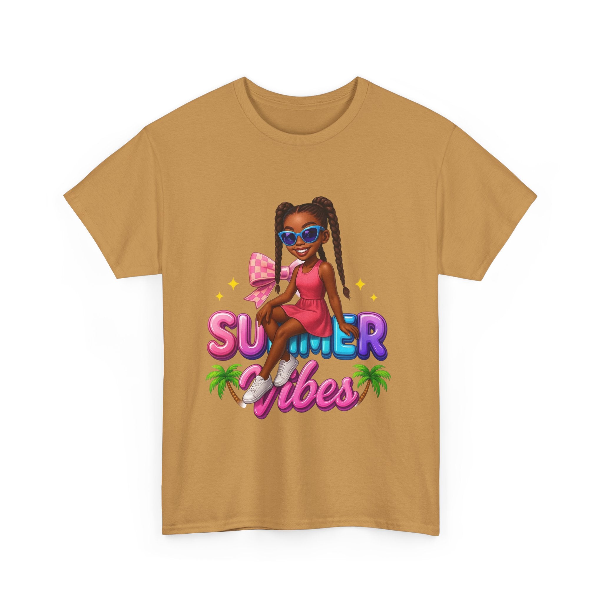 Summer Vibes Unisex Heavy Cotton Tee, Casual Wear, Gift for Her, Summer Fashion, Beach Vacation T-Shirt, Trendy Graphic Tee