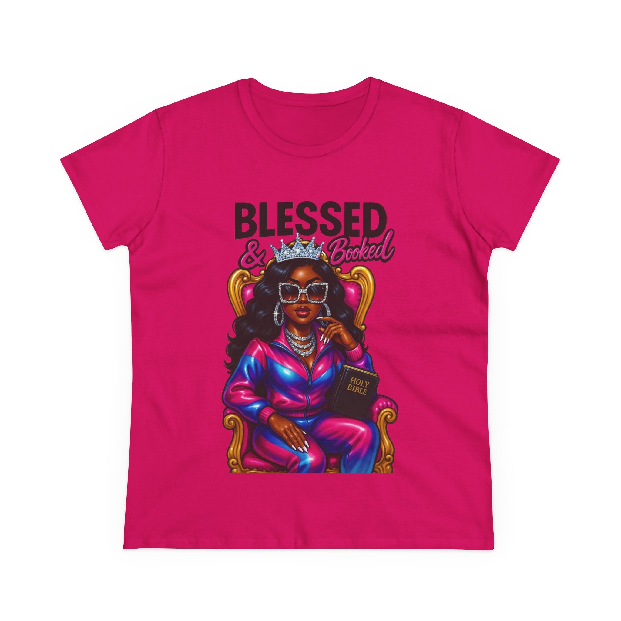 Blessed & Booked Women's Midweight Cotton Tee - Stylish Graphic Shirt for Readers