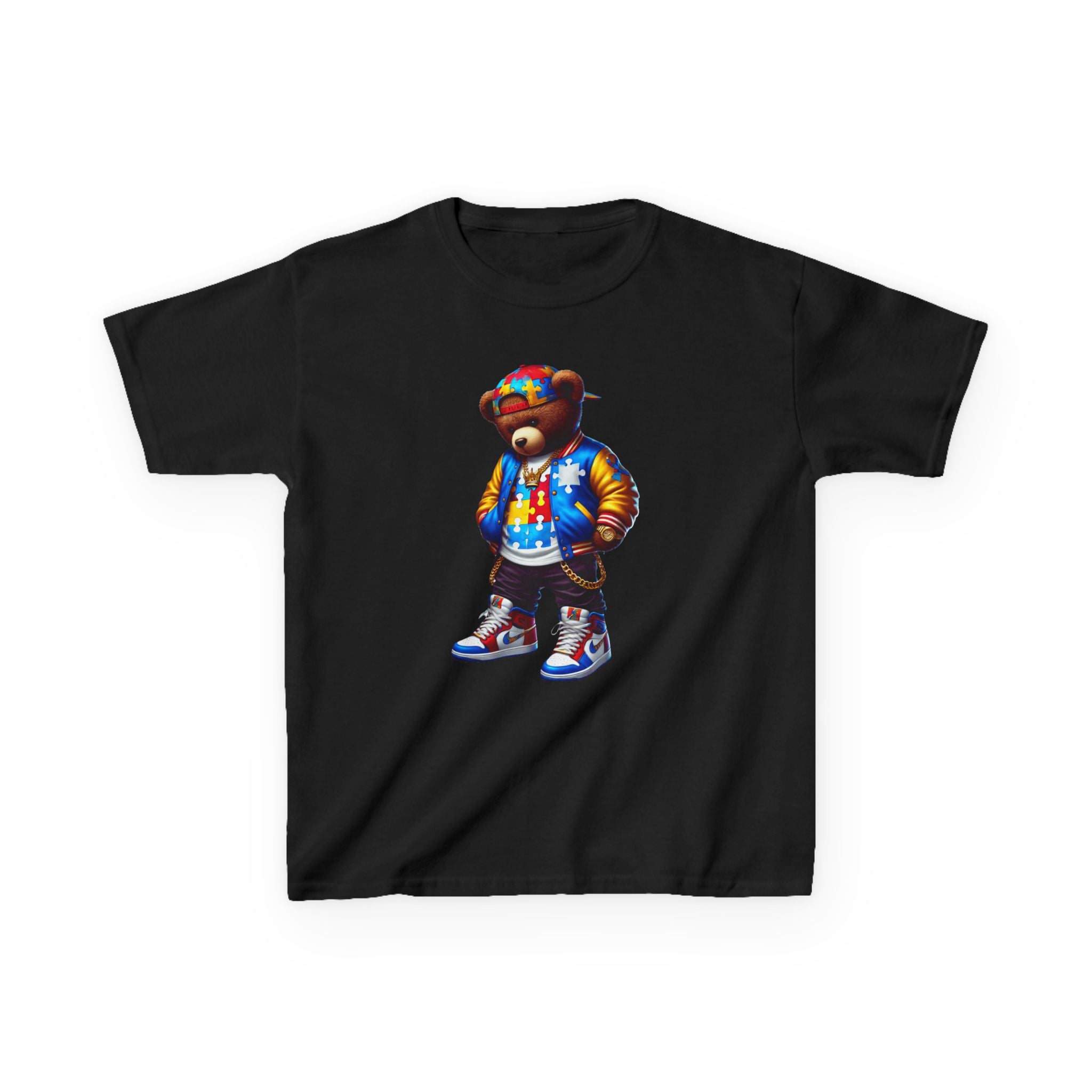 Cool Bear Autism Awareness Graphic Kids Tee - Colorful Streetwear Style