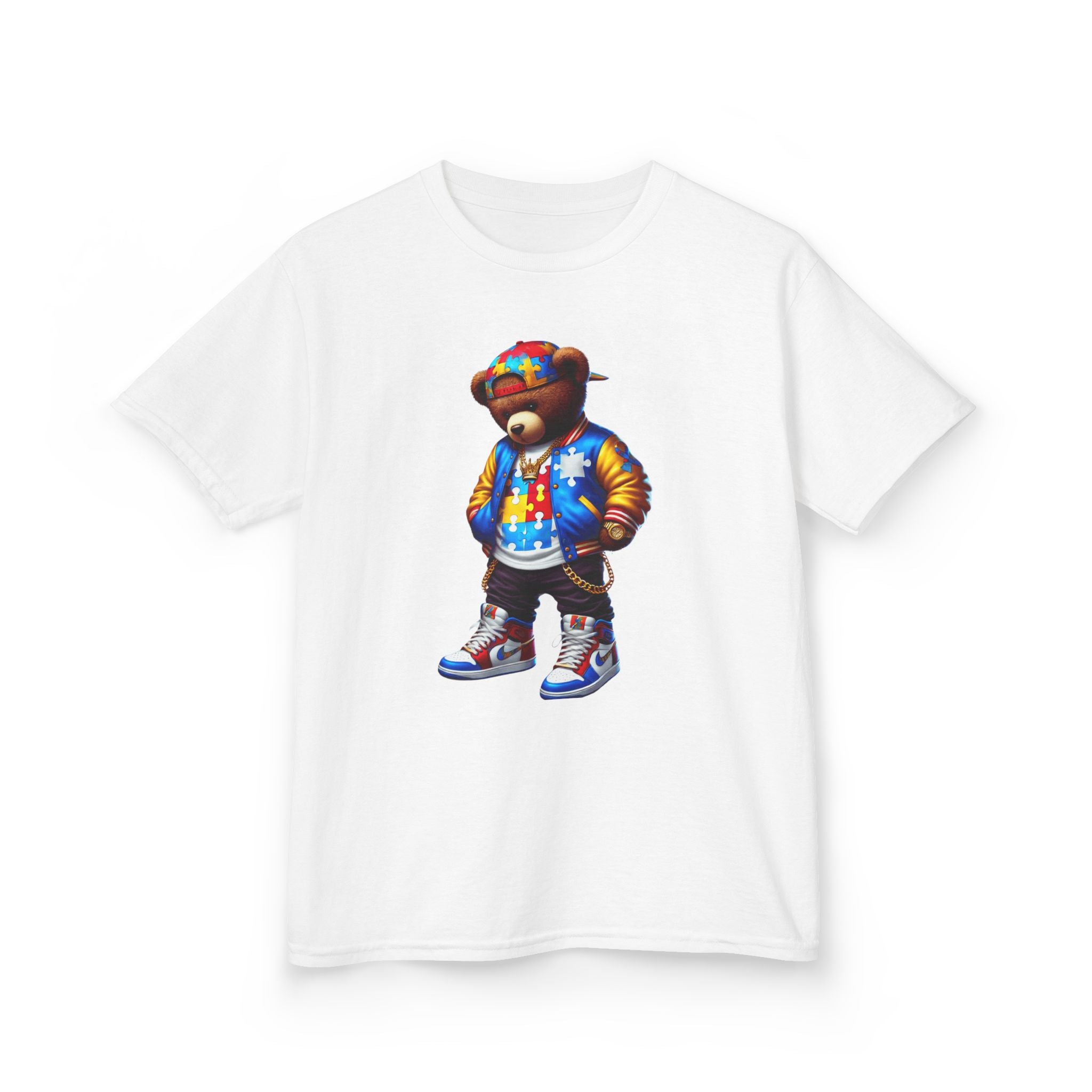 Cool Bear Autism Awareness Graphic Kids Tee - Colorful Streetwear Style