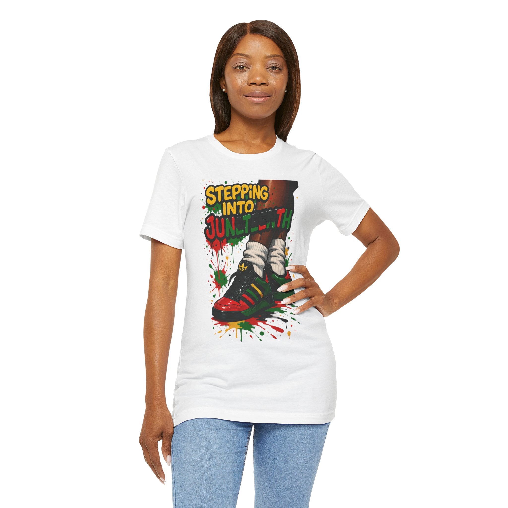 Out Stepping Into Juneteenth Unisex Jersey Tee, Retro Shirt, Celebrate Freedom, Black History, Juneteenth Apparel, Gift for Activists