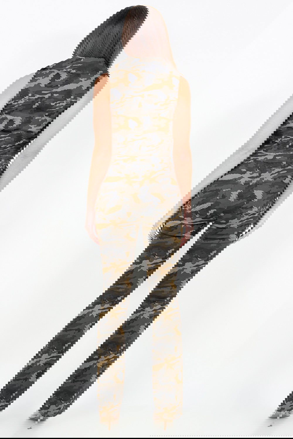 American Bazi V-Cut Ruched Camo Flare Pants - ShopEbonyMonique