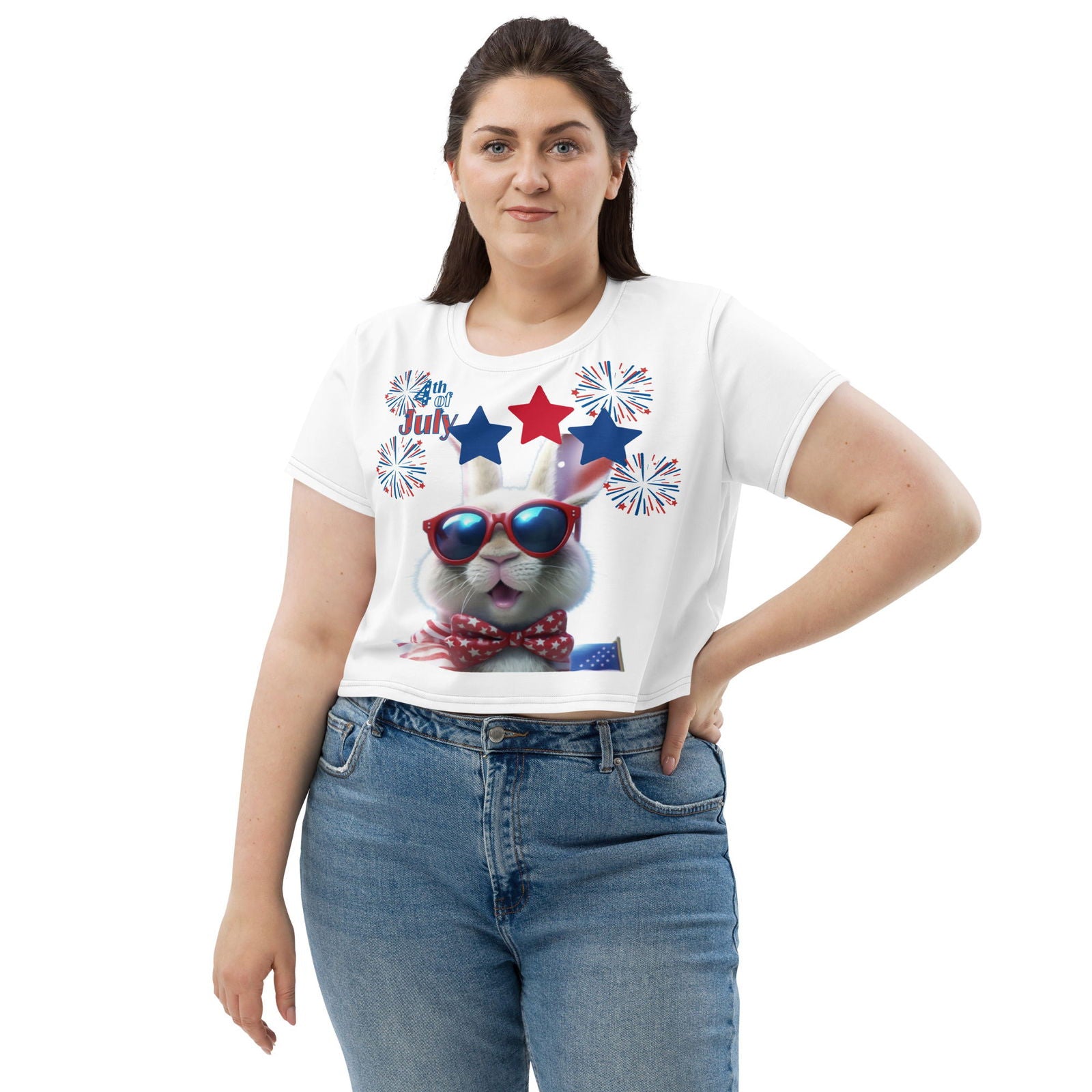 Bunny 4th of July Crop Tee - ShopEbonyMonique