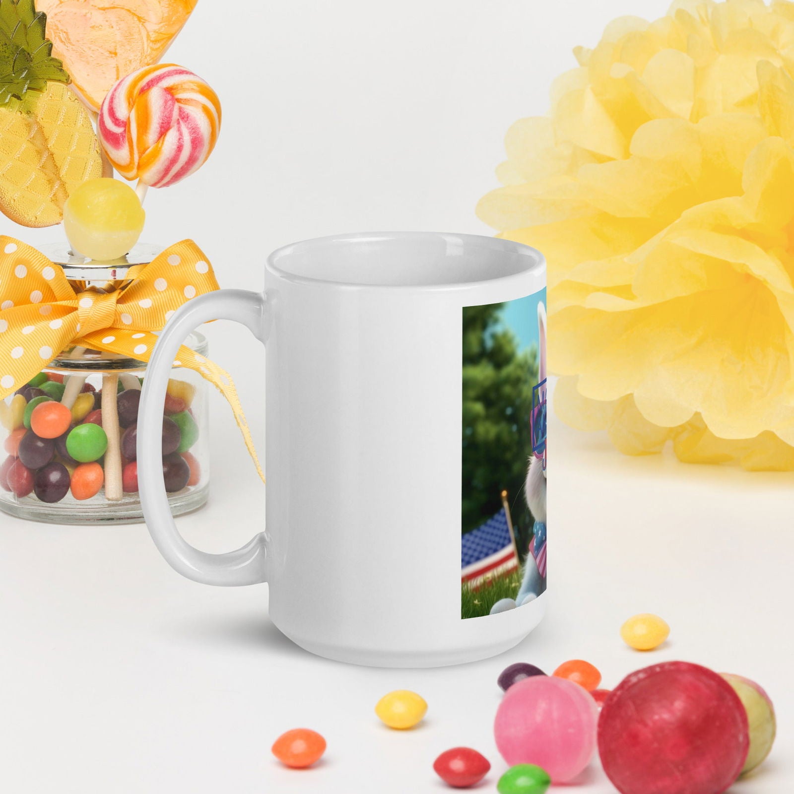Bunny 4th of July White glossy mug - ShopEbonyMonique