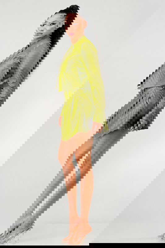 Button Up Pu Leather jacket and Skirt Set - ShopEbonyMonique