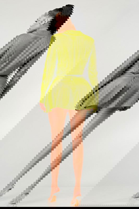 Button Up Pu Leather jacket and Skirt Set - ShopEbonyMonique