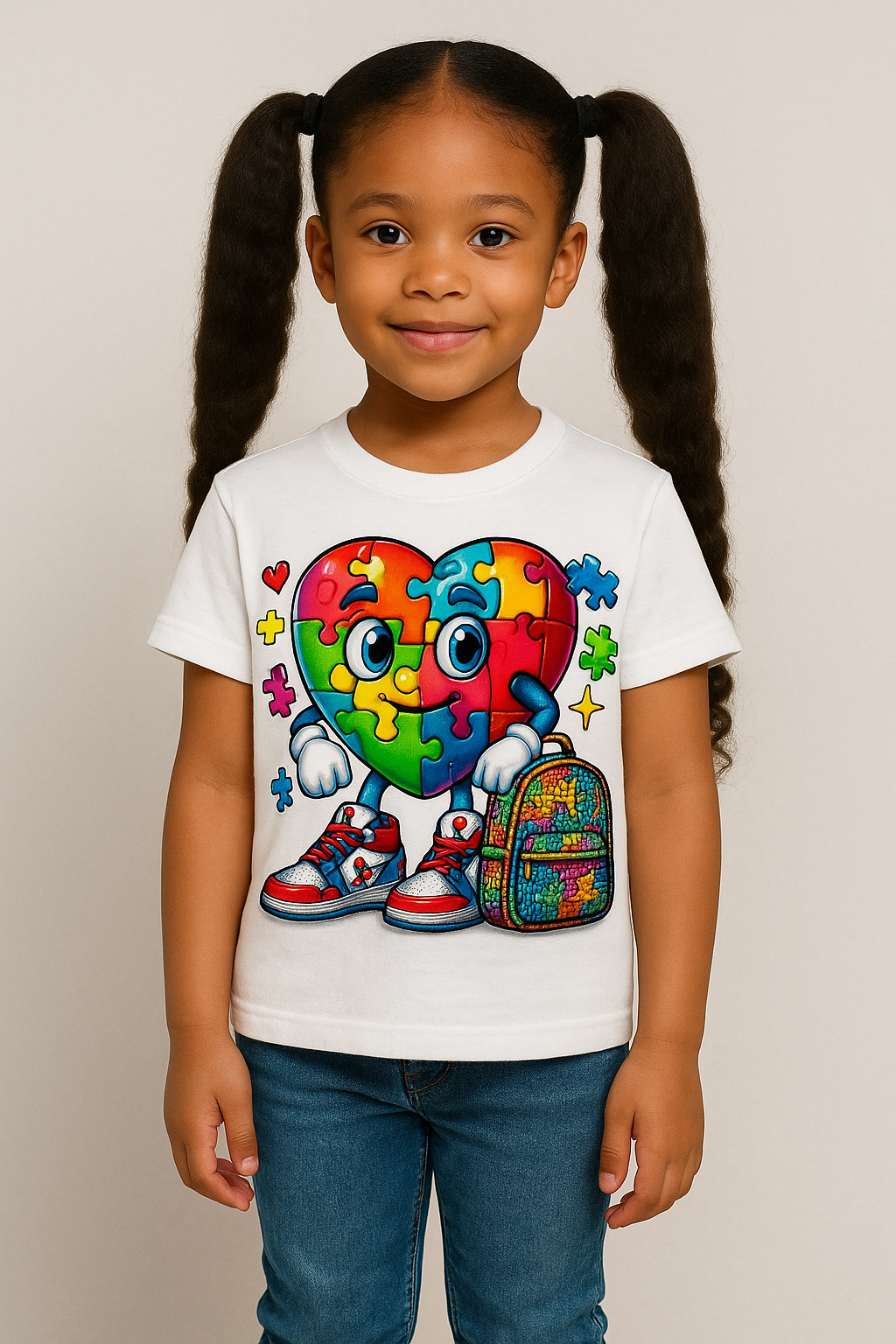 Colorful Puzzle Heart Kids Tee - Perfect for Back to School & Autism Awareness