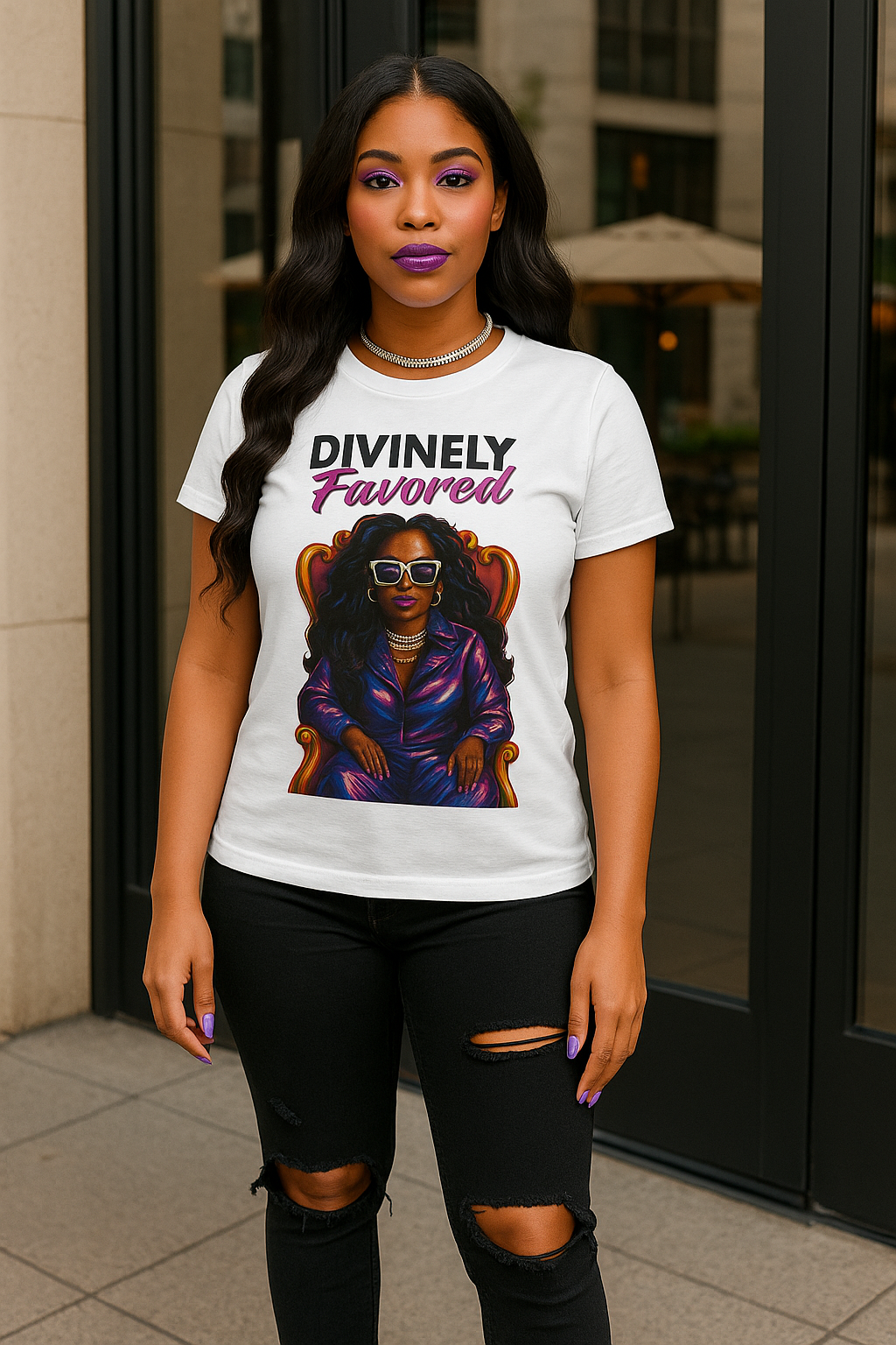 Divinely Favored Women's Softstyle Tee - Inspirational Graphic T-Shirt