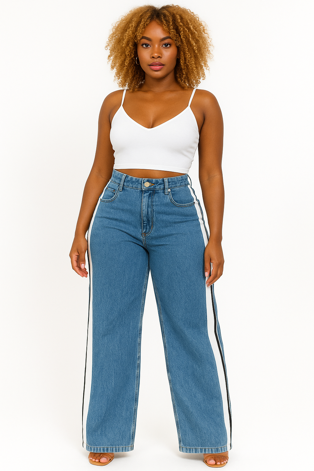 EM Side stripe denim jeans