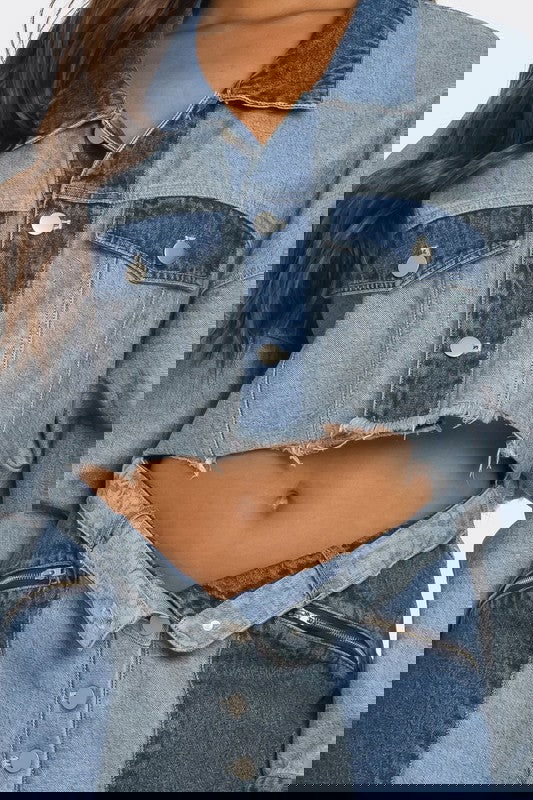 Cropped Contrast Denim Set - ShopEbonyMonique