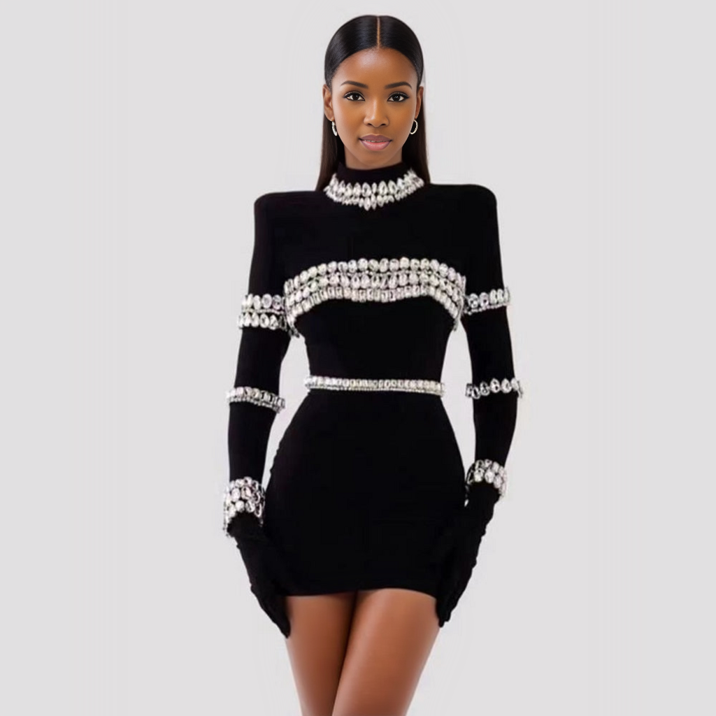 Diamond Mini Bandage Dress - ShopEbonyMonique