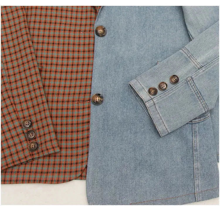 EM Denim Patchwork Women Blazer - ShopEbonyMonique