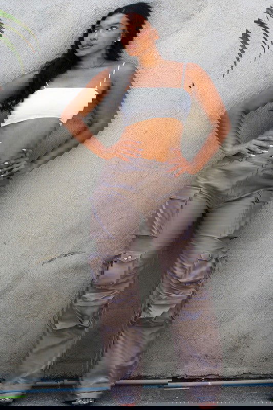 EM FAMOUS PU LEATHER CARGO PANTS - ShopEbonyMonique