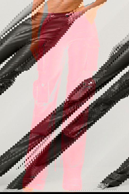 EM FAMOUS PU LEATHER CARGO PANTS - ShopEbonyMonique