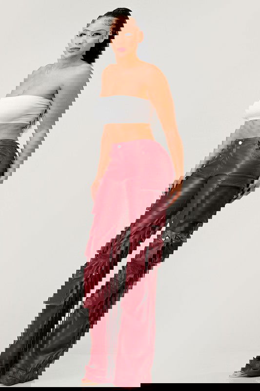 EM FAMOUS PU LEATHER CARGO PANTS - ShopEbonyMonique