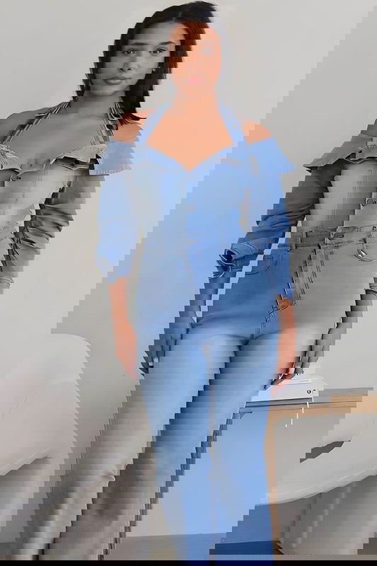 EM LIGHT WASHED OFFSHOULDER DENIM JUMPER - ShopEbonyMonique