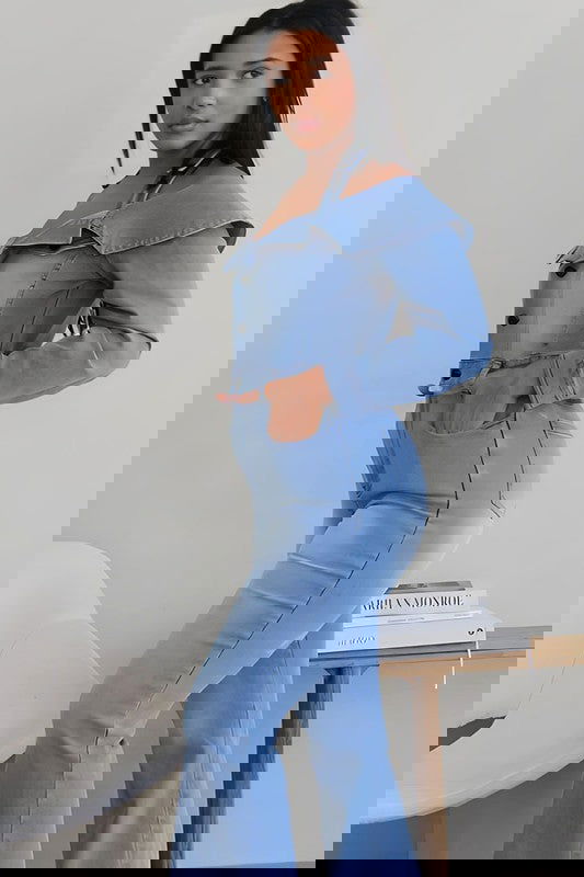 EM LIGHT WASHED OFFSHOULDER DENIM JUMPER - ShopEbonyMonique