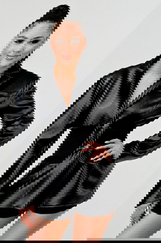 EM PU Leather Blazer - ShopEbonyMonique