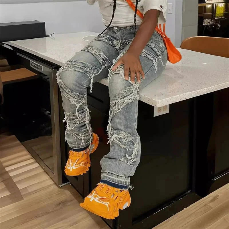 EM Streetwear Jeans Tassel Pants - ShopEbonyMonique