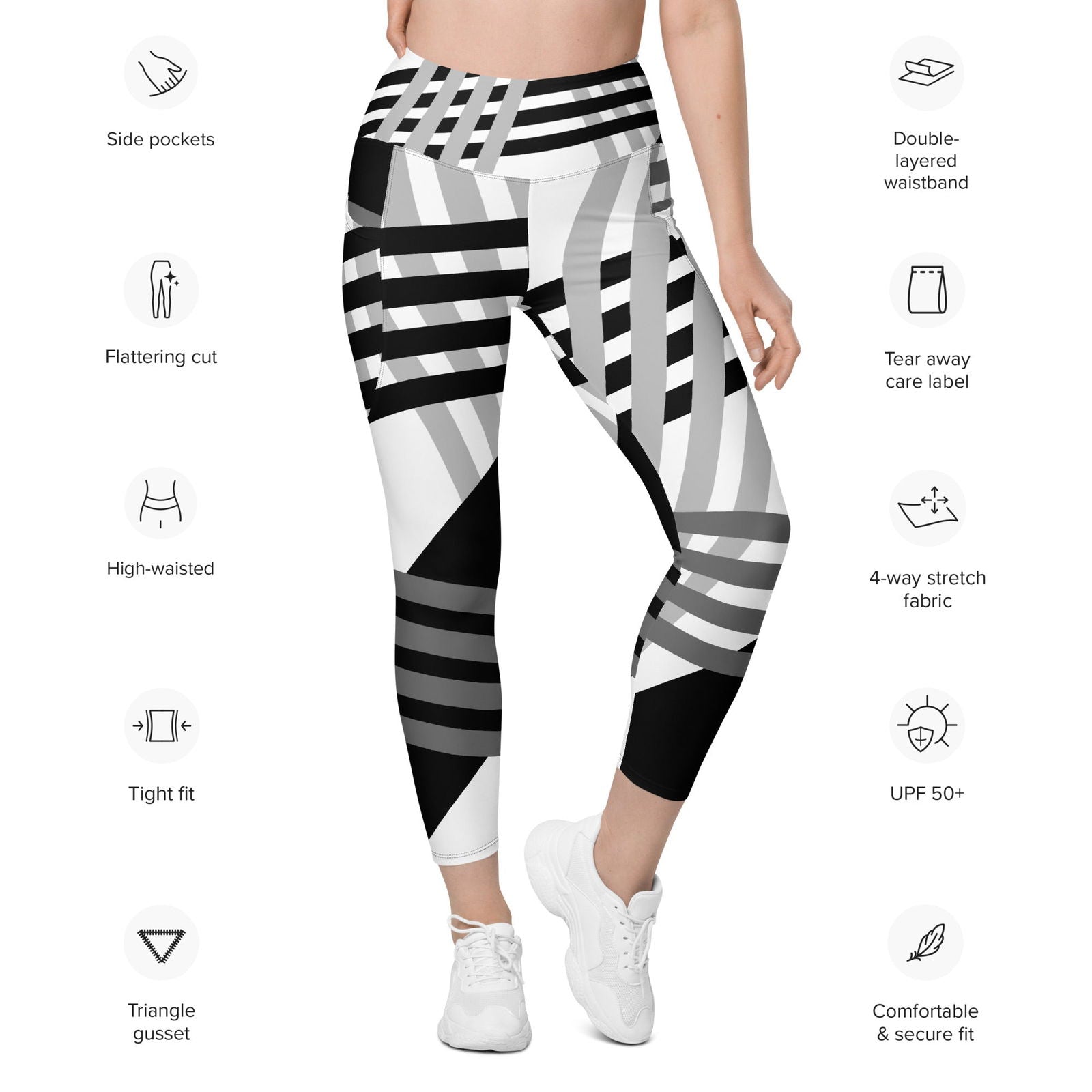 EM Stripe Leggings with pockets - ShopEbonyMonique