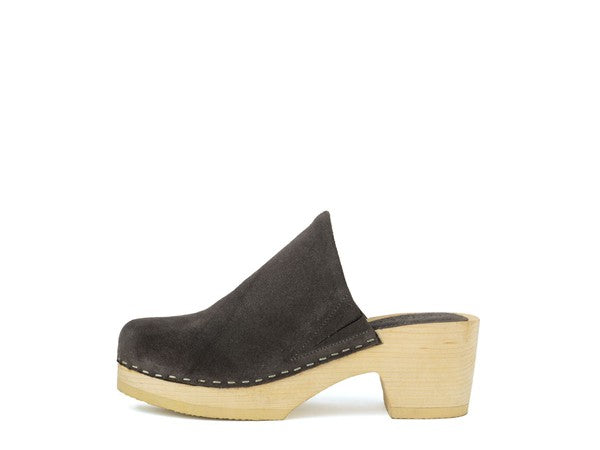 EM TAUPE SUEDE CLOGS - ShopEbonyMonique