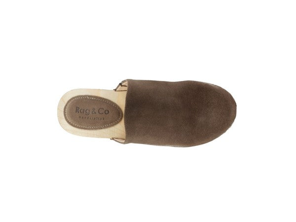 EM TAUPE SUEDE CLOGS - ShopEbonyMonique
