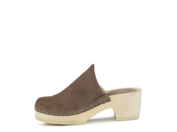 EM TAUPE SUEDE CLOGS - ShopEbonyMonique