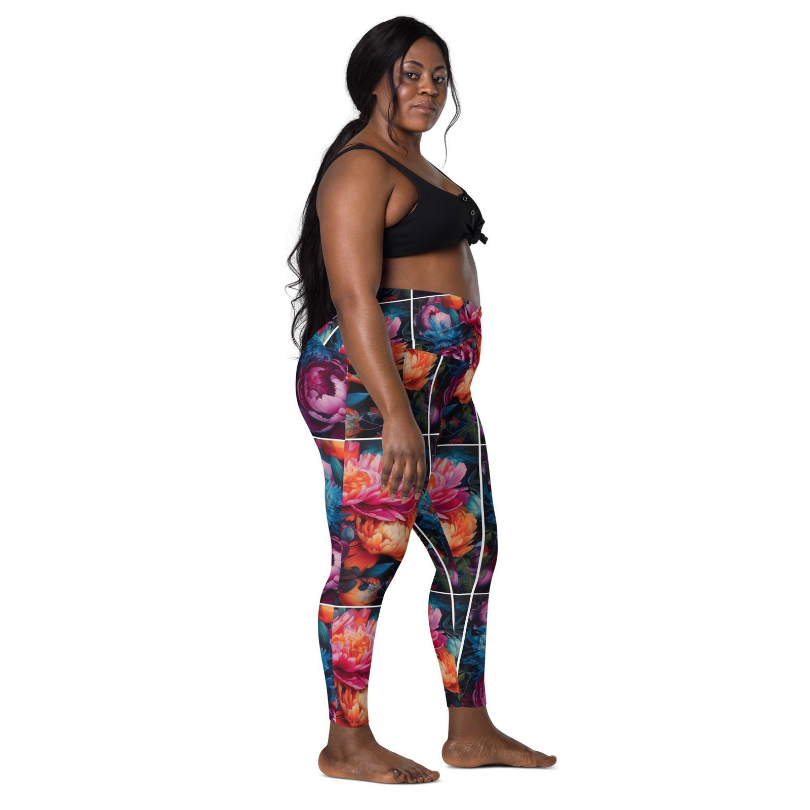 Flower Crossover leggings with pockets - ShopEbonyMonique