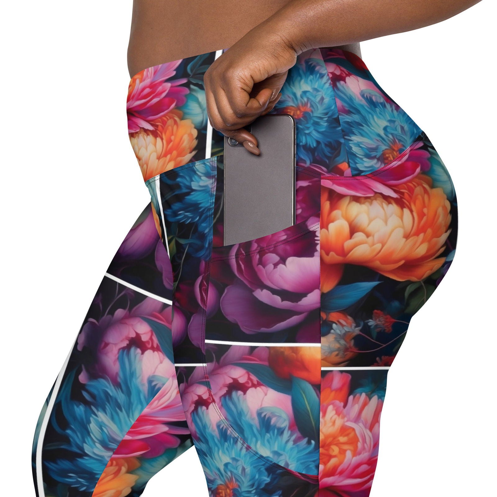 Flower Crossover leggings with pockets - ShopEbonyMonique