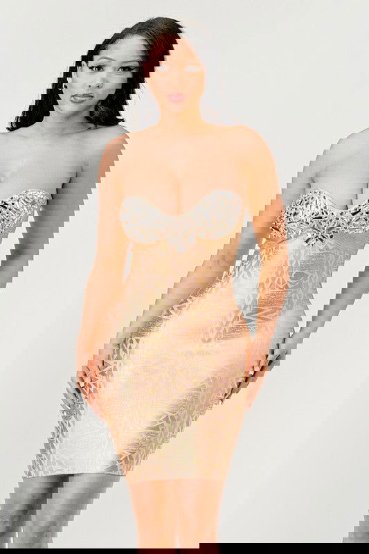 Gilded Glamour Strapless Dress - ShopEbonyMonique