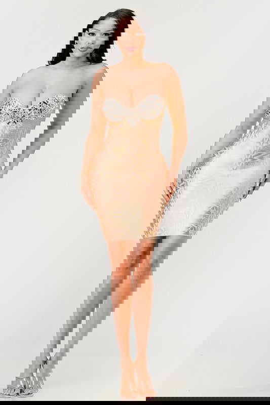 Gilded Glamour Strapless Dress - ShopEbonyMonique