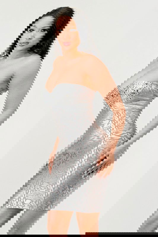 Gilded Glamour Strapless Dress - ShopEbonyMonique