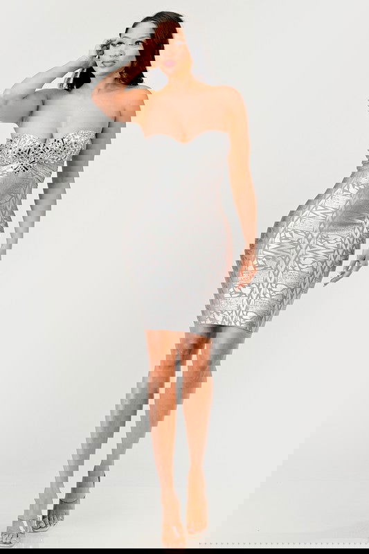 Gilded Glamour Strapless Dress - ShopEbonyMonique