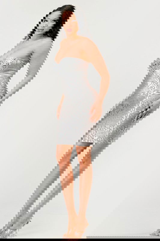 Gilded Glamour Strapless Dress - ShopEbonyMonique