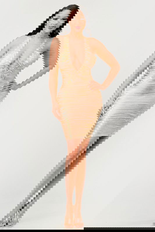 Gold Glamour Bandage Dress - ShopEbonyMonique