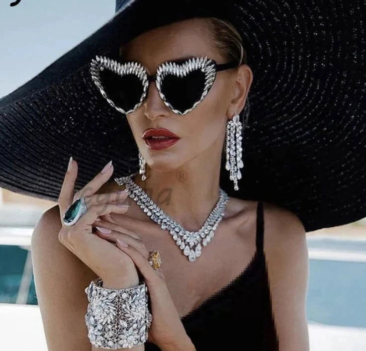 Heart Luxury Diamond Sunglasses - ShopEbonyMonique