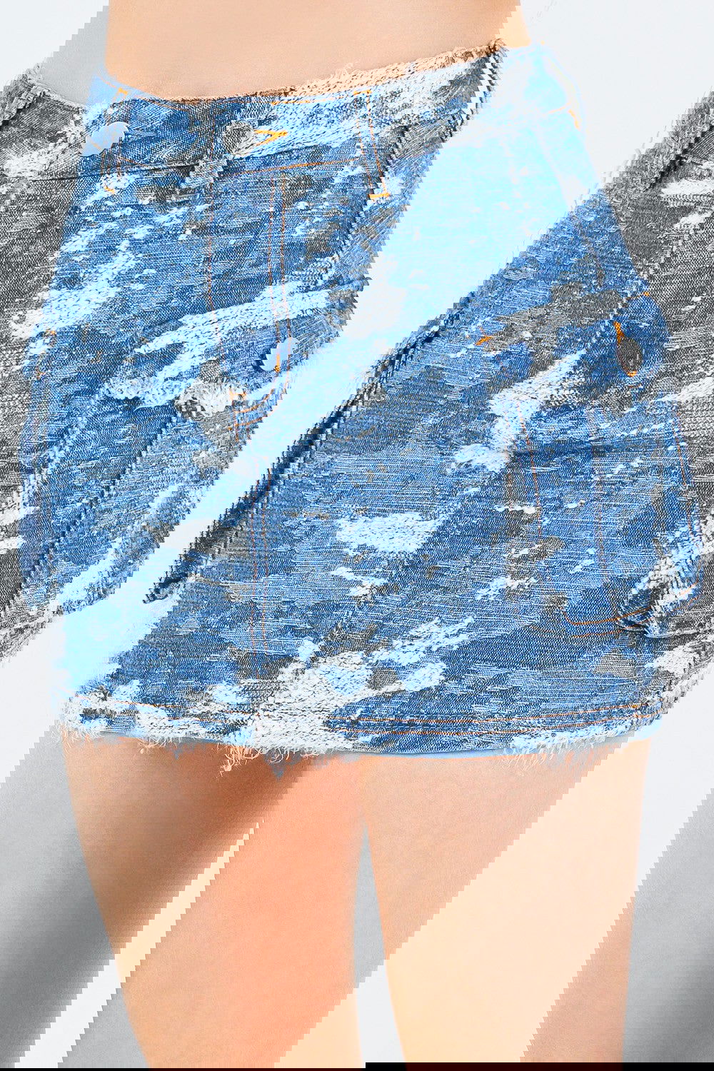 Jacquard Trim Cargo Mini Denim Skirt - ShopEbonyMonique