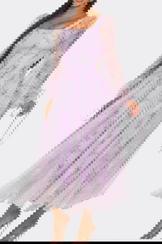 Lavender Blossom Puff Sleeve Dress - ShopEbonyMonique