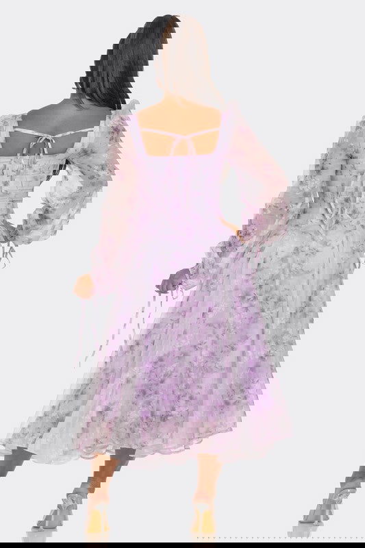 Lavender Blossom Puff Sleeve Dress - ShopEbonyMonique