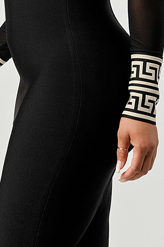 Love MESH CONTRAST PRINT BANDAGE - ShopEbonyMonique