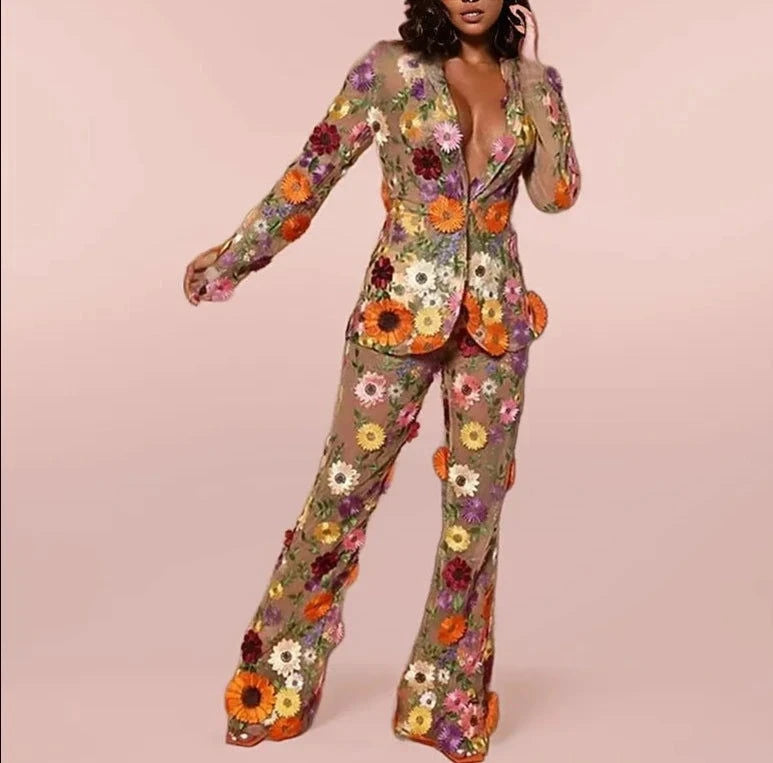 Luxury Flower Women Suit Set - ShopEbonyMonique