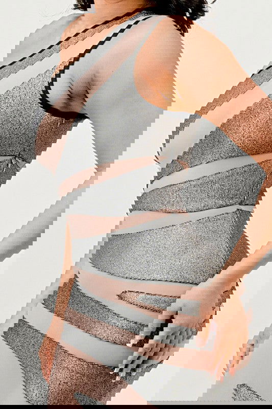 Metallic Bandage Mesh Insert Dress - ShopEbonyMonique