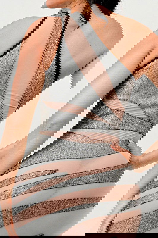 Metallic Bandage Mesh Insert Dress - ShopEbonyMonique