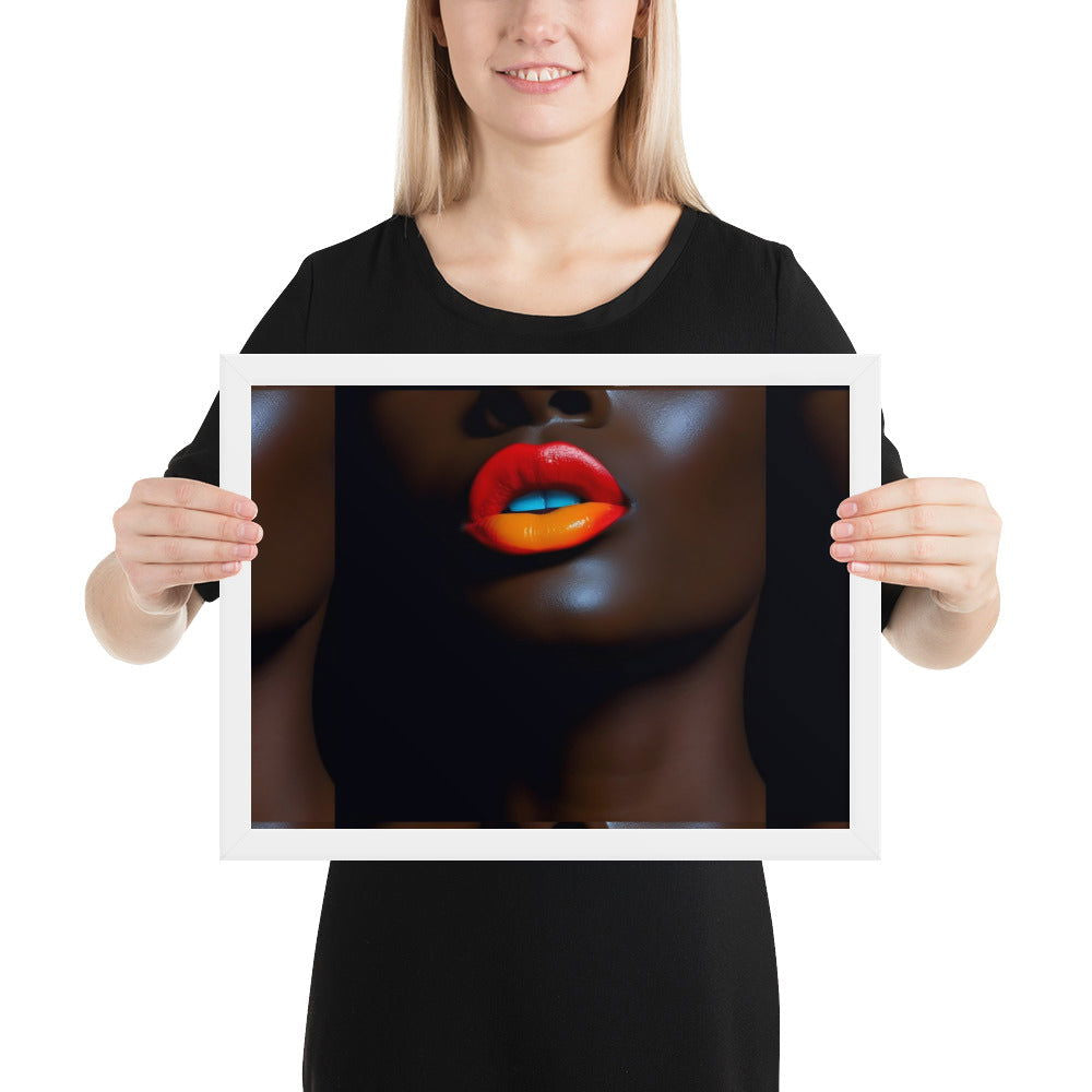 Orange Lips Framed poster - ShopEbonyMonique