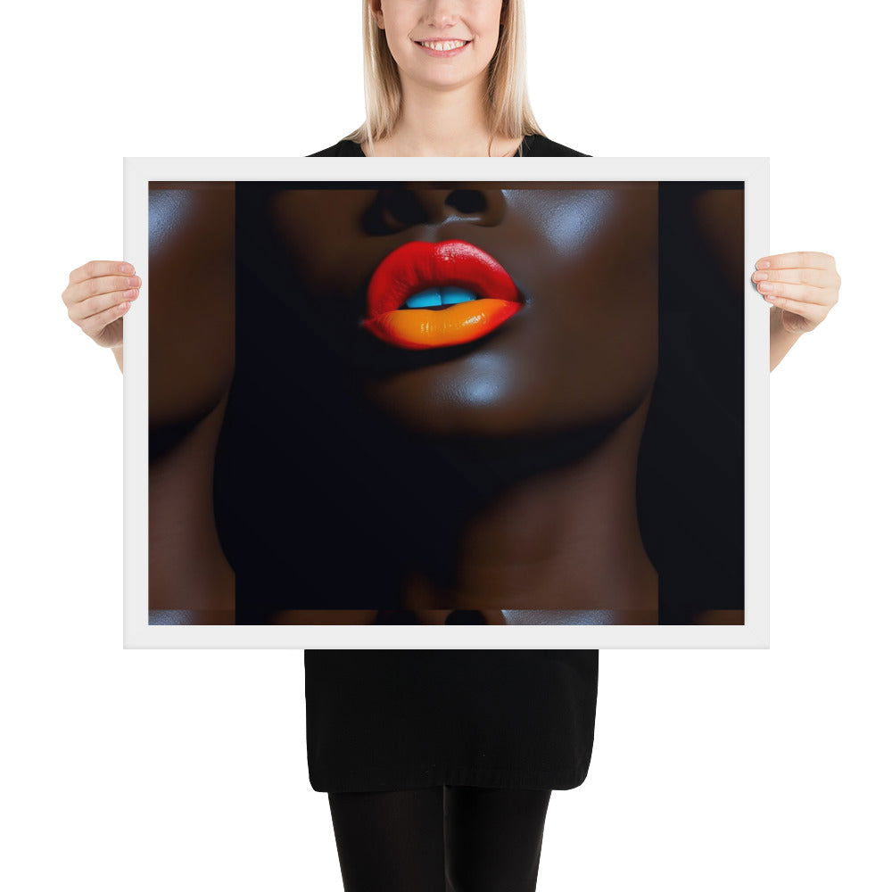 Orange Lips Framed poster - ShopEbonyMonique