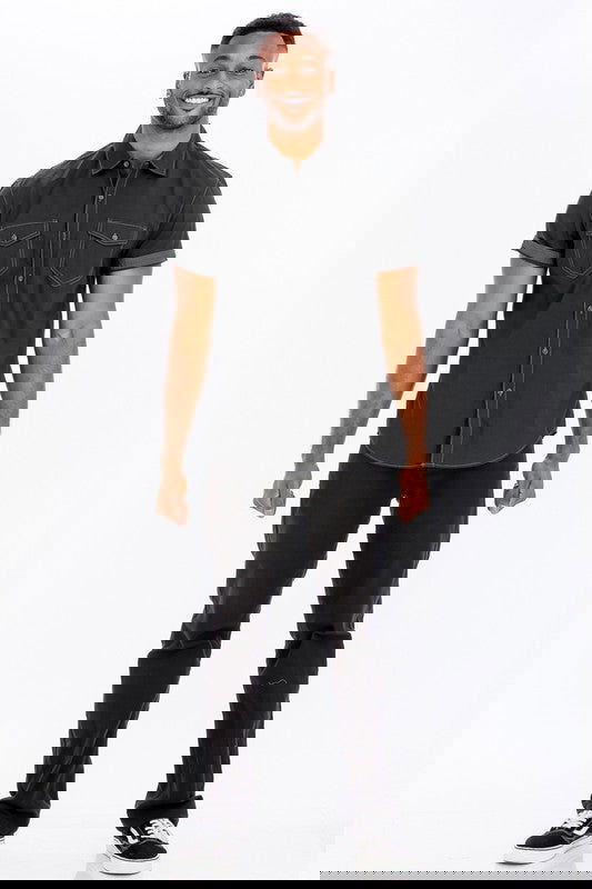 Outline Stitch Short Sleeve Shirt - ShopEbonyMonique