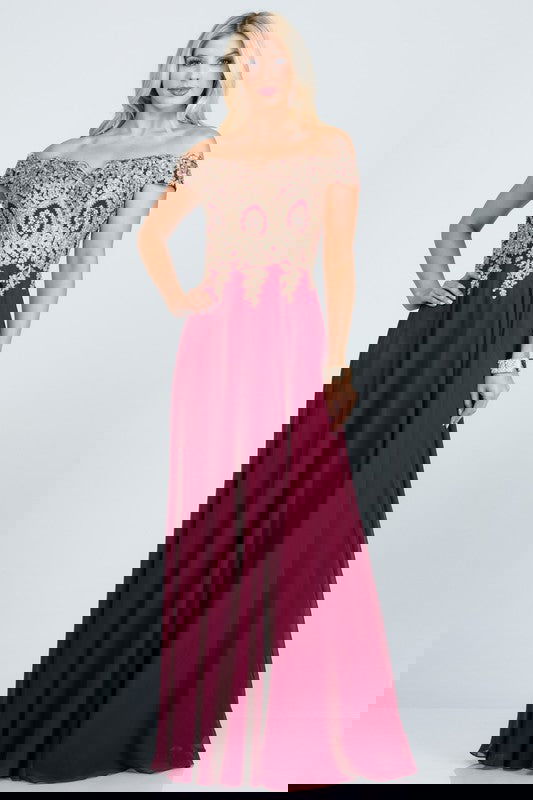 Plus Size Chiffon Embellished Dress - ShopEbonyMonique