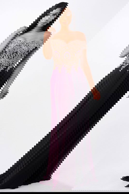 Plus Size Chiffon Embellished Dress - ShopEbonyMonique